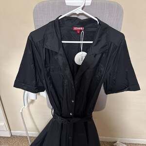 NWT STAUD MILLIE NYLON DRESS in BLACK 12